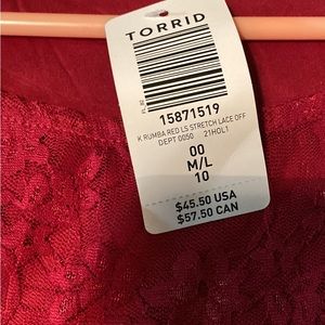 Cranberry stretch knit cold shoulder top